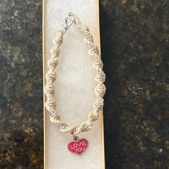 Heart Charm Anklet - Love You! - Picture 2 of 3